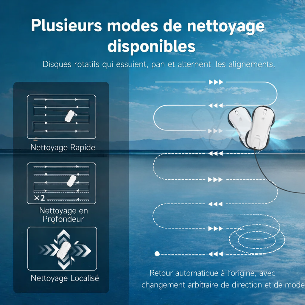Robot lave-vitres automatique 5300 Pa 4 sprays avec application