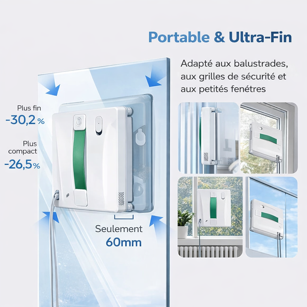 Robot lave-vitres automatique 8000 Pa 4 sprays avec application